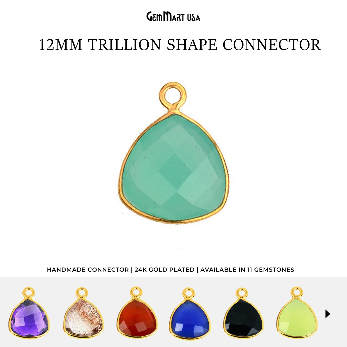 Trillion 12mm Single Bail Gold Bezel Gemstone Connector