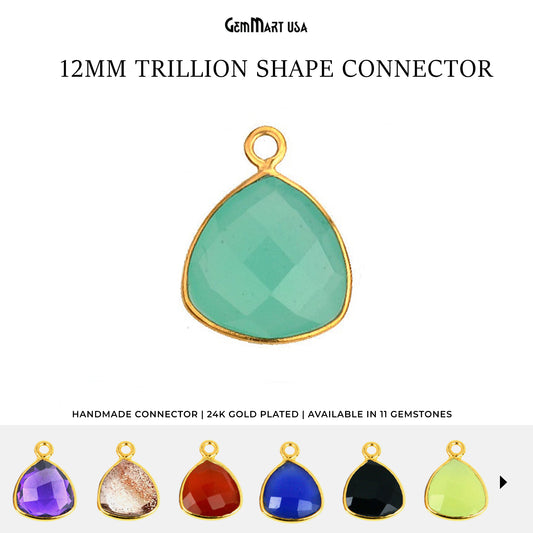 Trillion 12mm Single Bail Gold Bezel Gemstone Connector