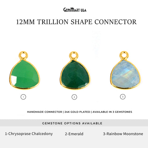 Trillion 12mm Gold Bezel Single Bail Gemstone Connector