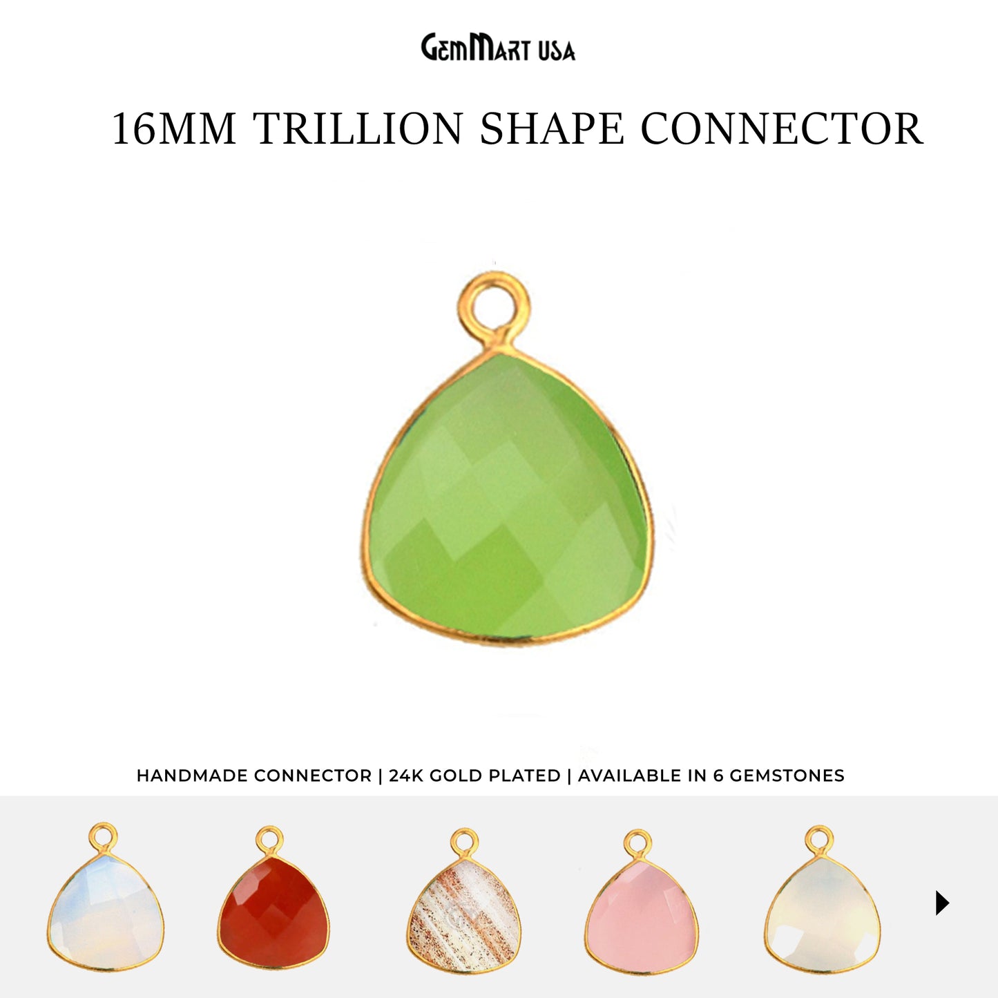 Trillion 16mm Single Bail Gold Bezel Gemstone Connector