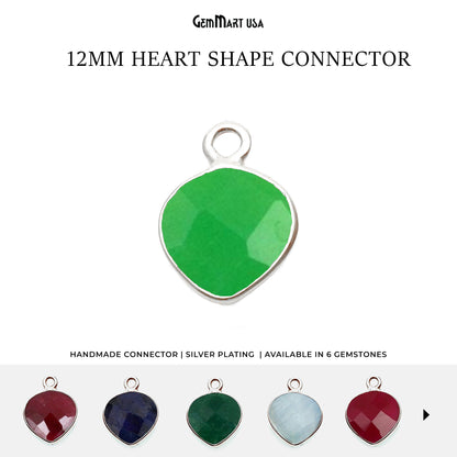 Heart 12mm Silver Bezel Single Bail Gemstone Connector