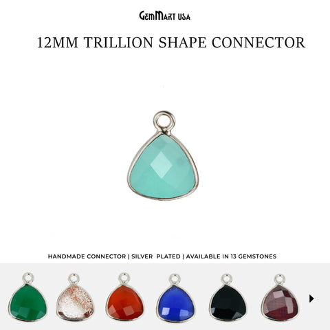 Trillion 12mm Single Bail Silver Bezel Gemstone Connector