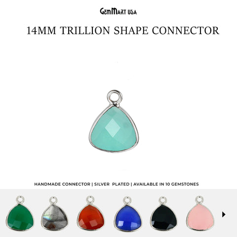 Trillion 14mm Single Bail Silver Bezel Gemstone Connector