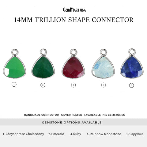 Trillion 14mm Silver Bezel Single Bail Gemstone Connector