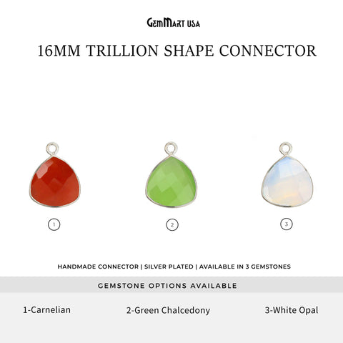 Trillion 16mm Single Bail Silver Bezel Gemstone Connector
