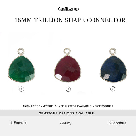 Trillion 16mm Silver Plated Single Bail Gemstone Bezel Connector