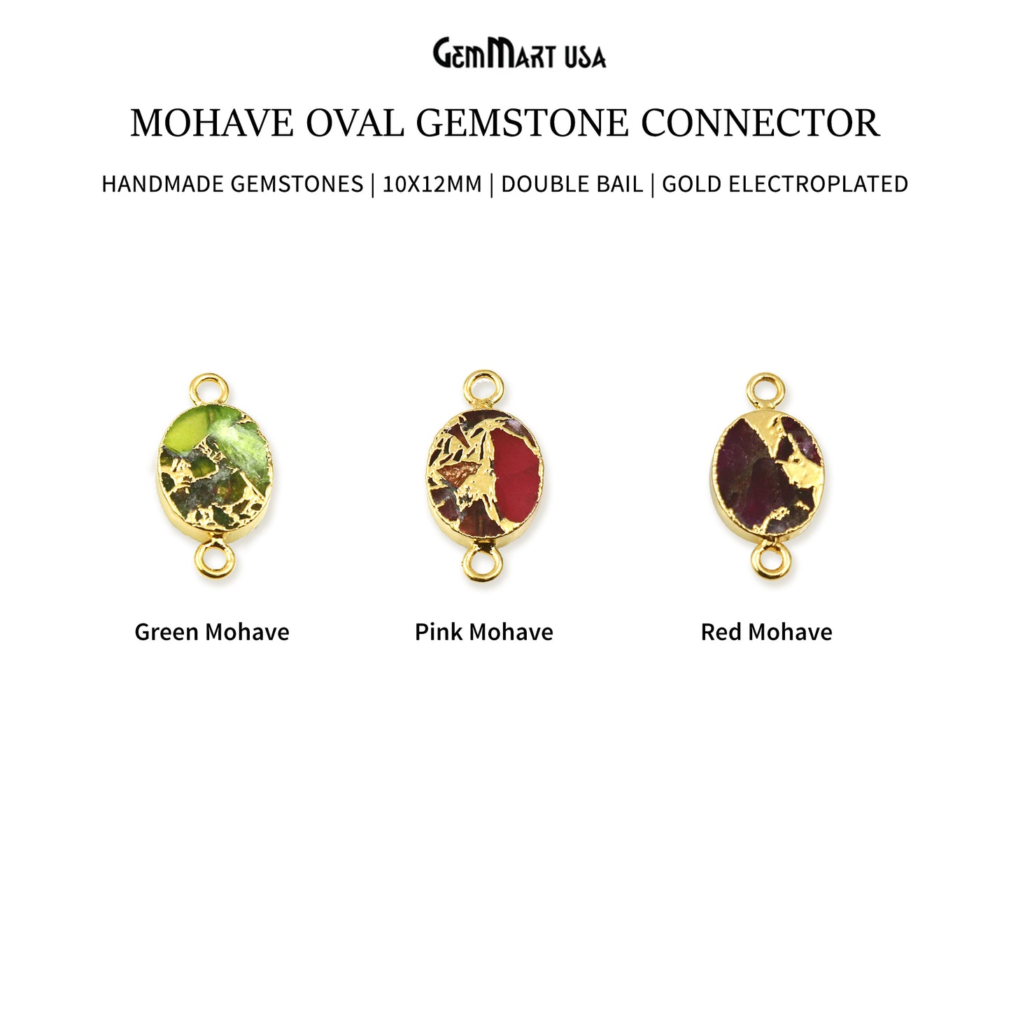 Mohave Oval 10x12mm Double Bail Gold Electroplated Gemstone Connector