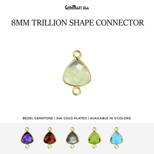 Trillion 8mm Double Bail Gold Bezel Gemstone Connector