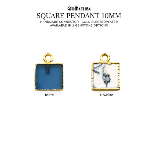 Square 10mm Single Bail Gold Electroplated Gemstone Connector