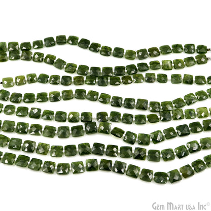 Green Apatite Square Beads, 7.5 Inch Gemstone Strands, Drilled Strung Briolette Beads, Square Shape, 9mm