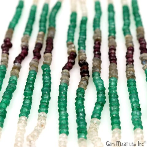 Mixed Rondelle Beads, 13 Inch Gemstone Strands, Drilled Strung Nugget Beads, Faceted Round, 3-4mm
