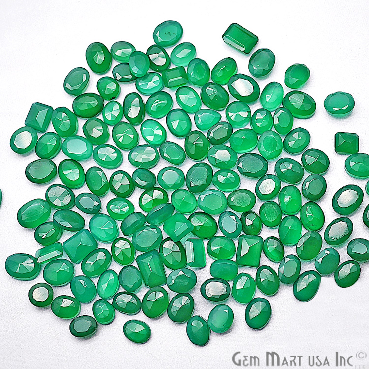 50 Carat Green Onyx Mix Shape Wholesale Loose Gemstones - GemMartUSA