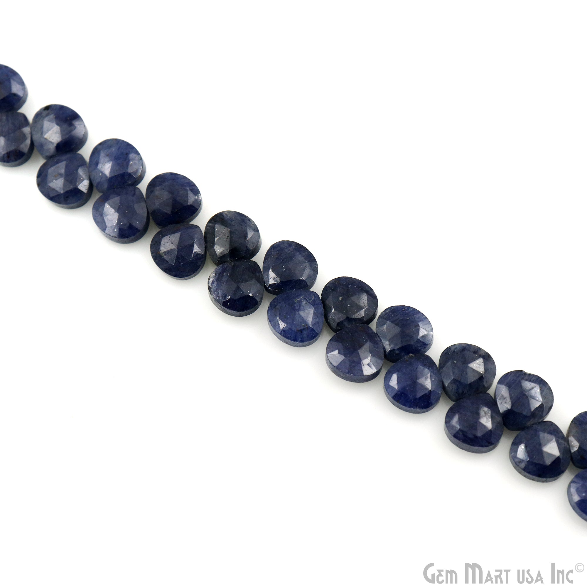 Sapphire Faceted Heart Shape 7mm Beads Gemstone 7 Inch Strands