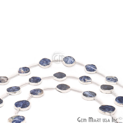 Sodalite Free Form 18x15mm Silver Edged Crafting Beads Gemstone Strands 9INCH - GemMartUSA