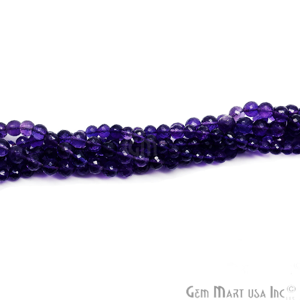 Amethyst Faceted Gemstone Round Shape 5mm Rondelle Beads - GemMartUSA