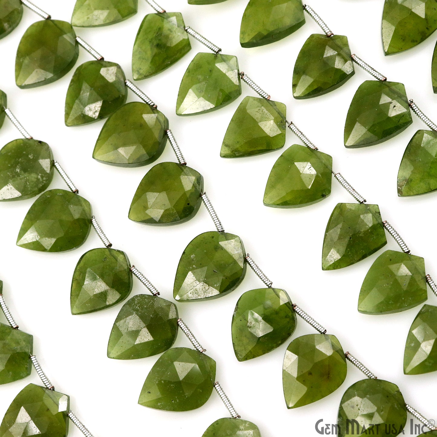 Peridot Kite Beads, 6 Inch Gemstone Strands, Drilled Strung Briolette Beads, Kite Shape, 16x12mm