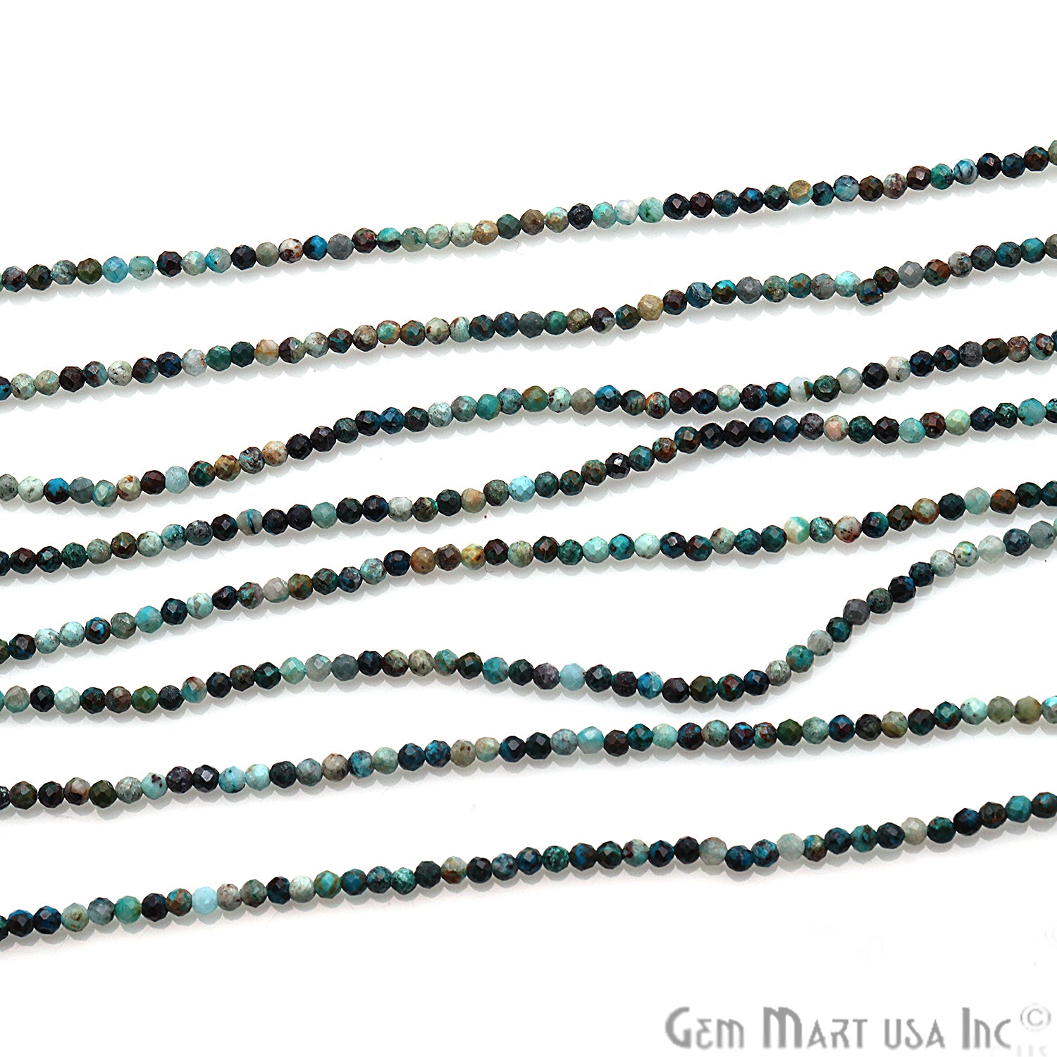 Chrysocolla Faceted Gemstones Rondelle Beads, Jewelry Making Supply Strand Beads - GemMartUSA