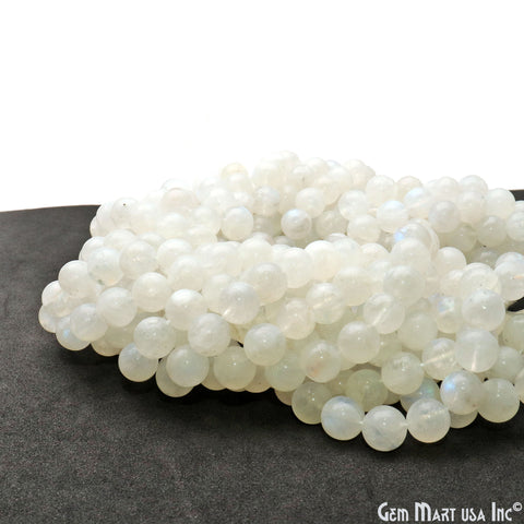 Rainbow Moonstone Cabochon Beads, 13 Inch Gemstone Strands, Drilled Strung Briolette Beads, Cabochon Shape, 8-9mm