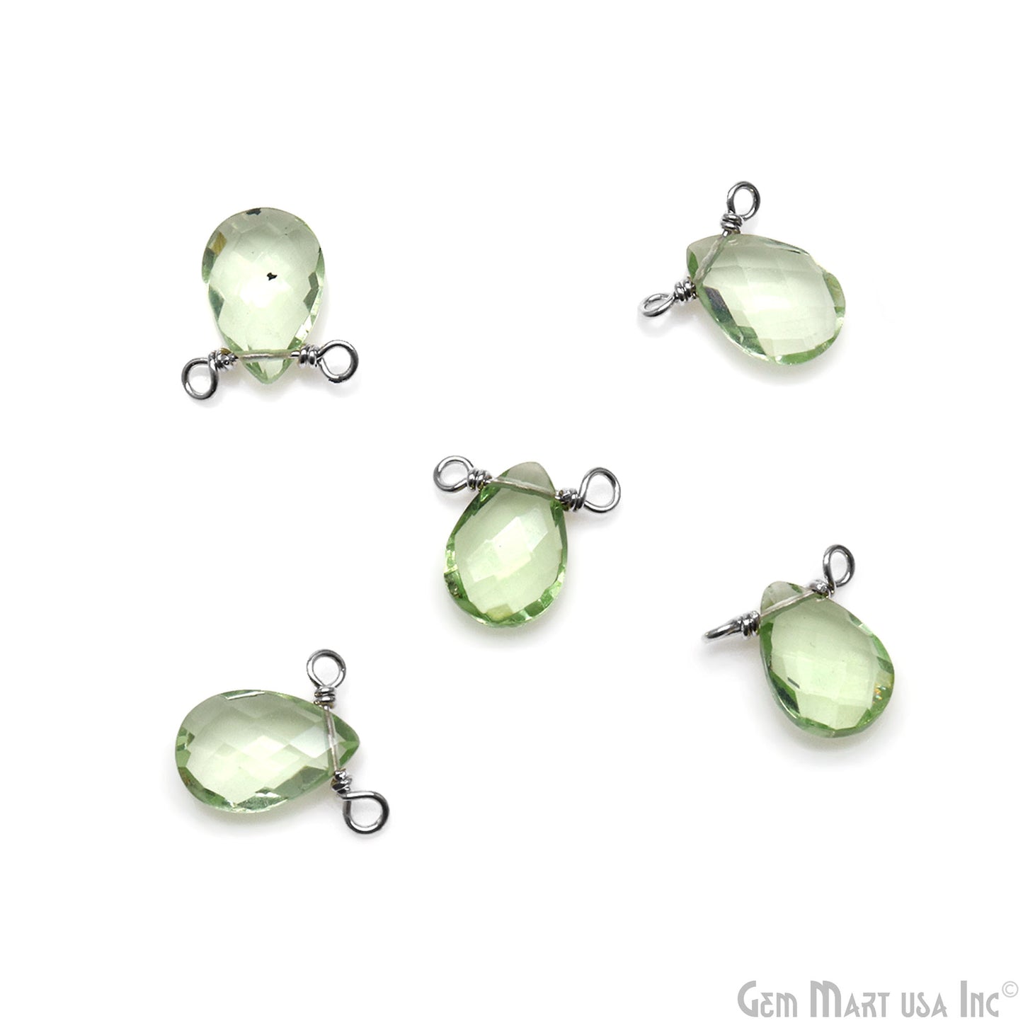 Pears 7x11mm Double Bail Silver Wire Wrapped Gemstone Connector