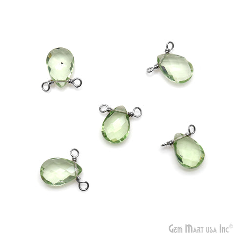 Pears 7x11mm Double Bail Silver Wire Wrapped Gemstone Connector