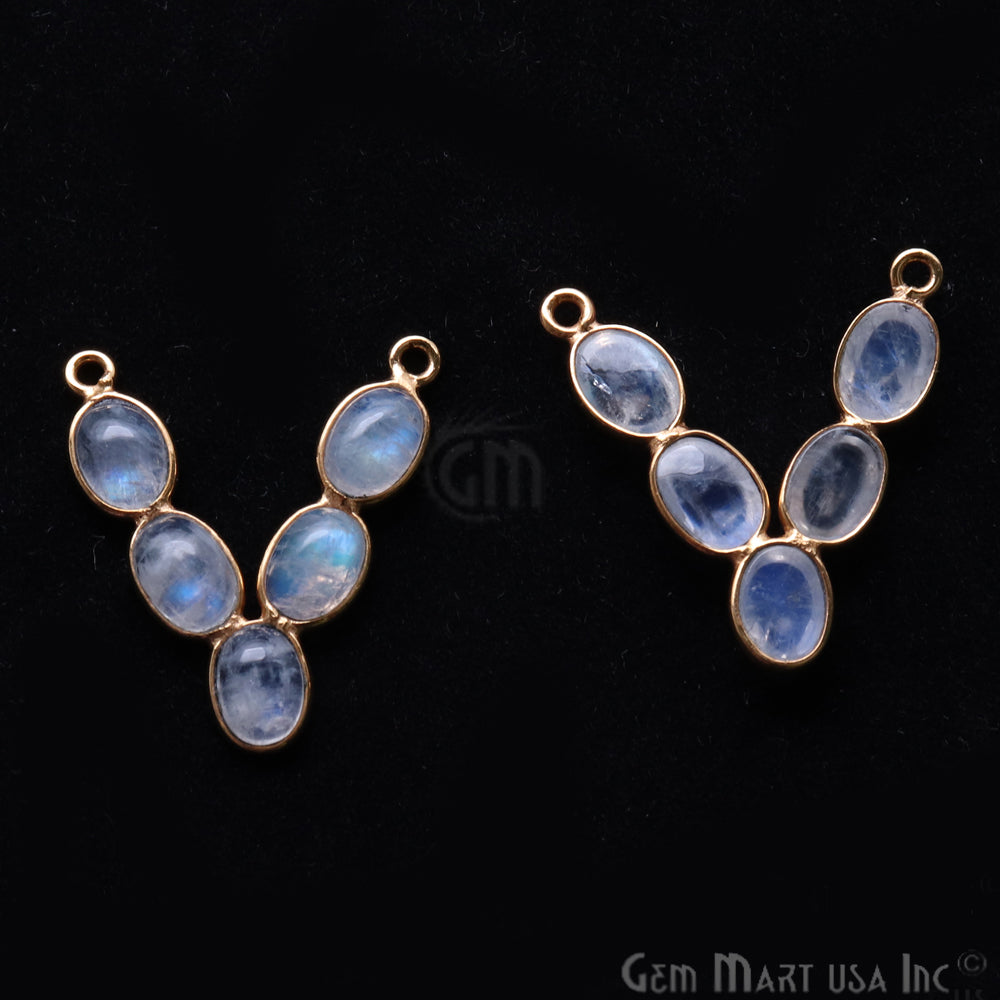 DIY Rainbow Moonstone 24x21mm Double Bail Chandelier Finding Component (Pick Your Metal) - GemMartUSA