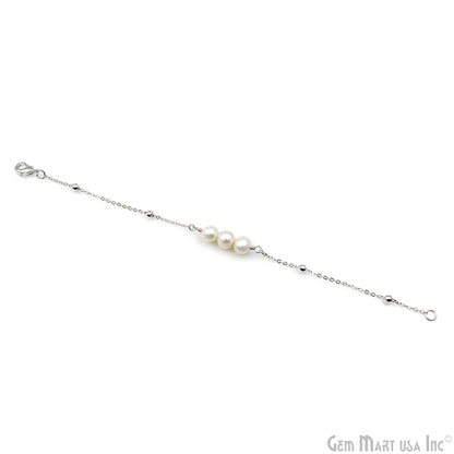 Pearl Round Gemstone Chain With Lobster Clasp Bracelet 7Inch