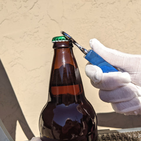 Bottle Opener in Natural Agate, Bar Wine Tool, Beer Soda Metal Cap Opener