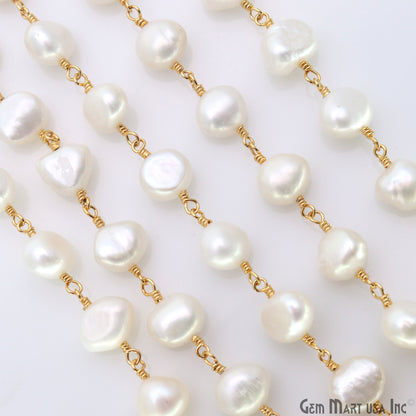 Pearl Gold Plated Wire Wrapped Beads Rosary Chain (763764768815)