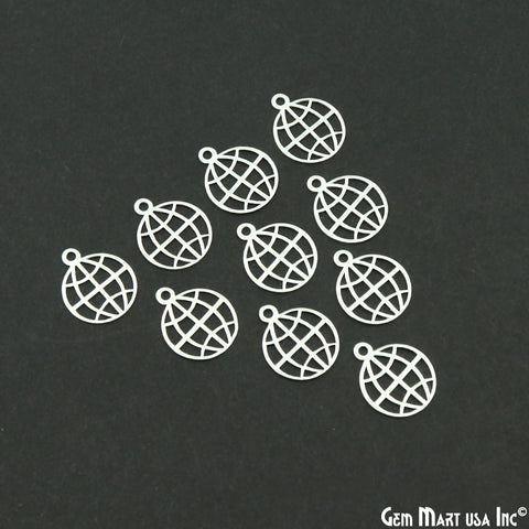 World Wide Web Logo Shape Laser Charm Silver Plated 18.8x15.3mm Finding Charm Connector