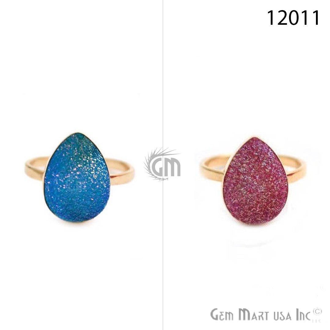 Pears Druzy Gold Plated Adjustable Fashion Jewelry Ring (12011) - GemMartUSA