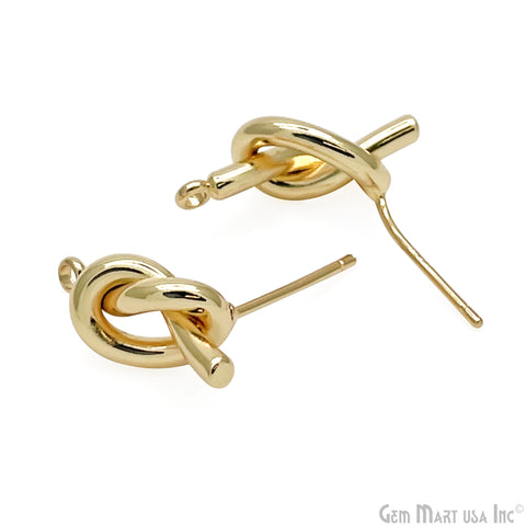 DIY knot Gold Plated 16x7mm Minimalist Stud Earrings