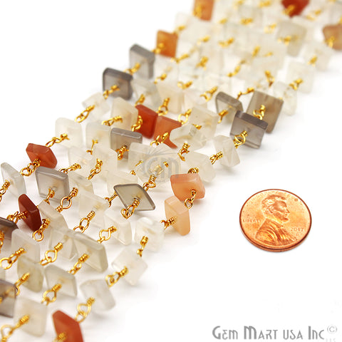 Multi Stone 4mm Square Nugget Chips Freeform Beads Chain - GemMartUSA (764026486831)