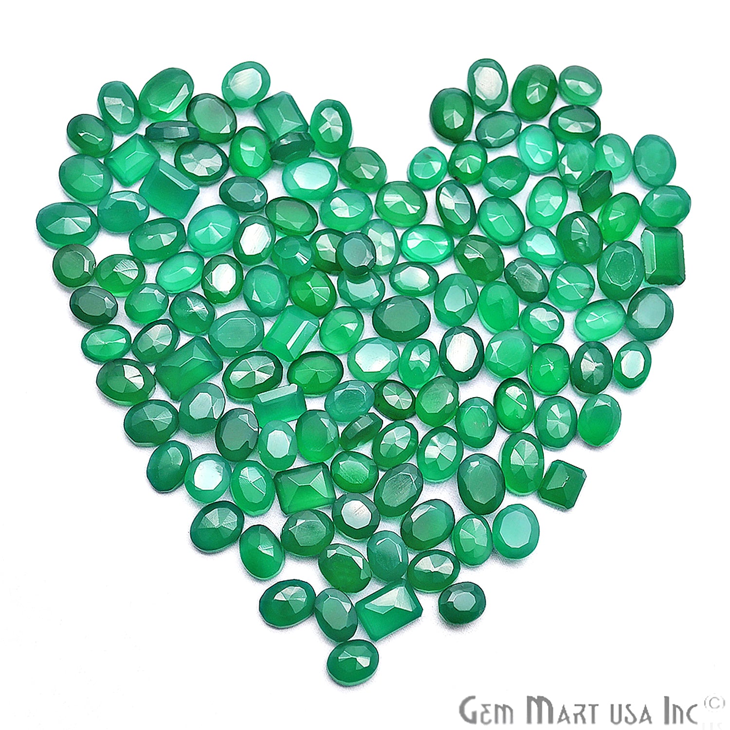 50 Carat Green Onyx Mix Shape Wholesale Loose Gemstones - GemMartUSA