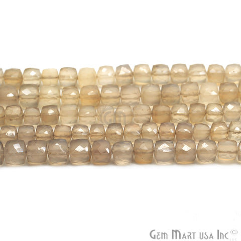 Gray Moonstone Gemstone 6mm Box Shape Rondelle Beads - GemMartUSA