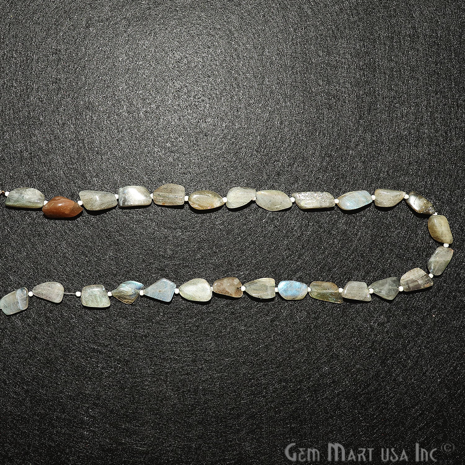 Labradorite Free Form 13x9mm Tumble Beads Gemstone Strands - GemMartUSA