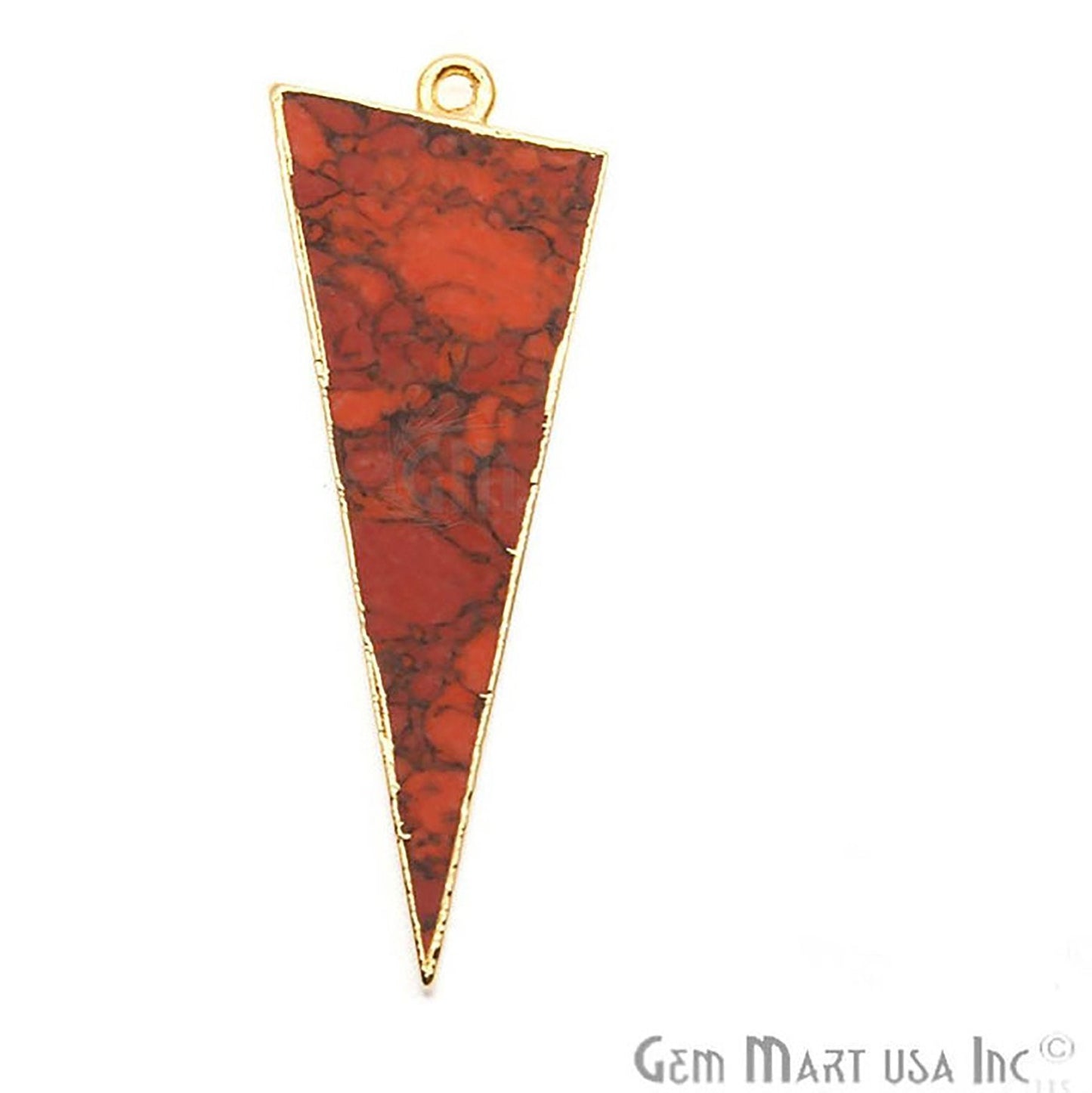 Gold Electroplated 17x45mm Triangle Shape Sediment Jasper Pendant (50059) - GemMartUSA