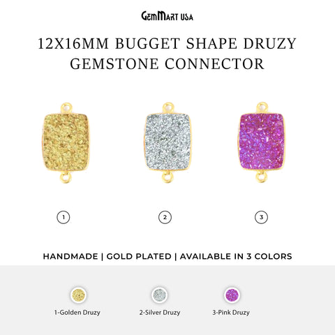Titanium Druzy 12x16mm Bugget Gold Bail Bezel Gemstone Connector (Pick Your Color)