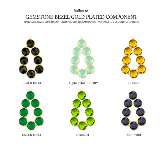 DIY 41x25mm Gold Plated Gemstone Bezel Component 1PC