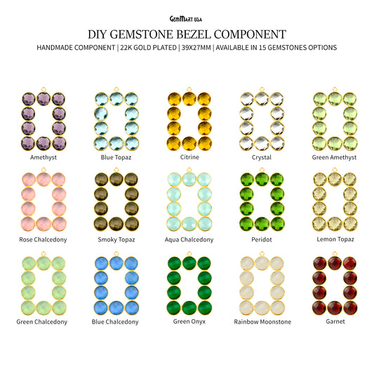 DIY 39x27mm 22k Gold Plated Bezel Gemstone Component 1pc