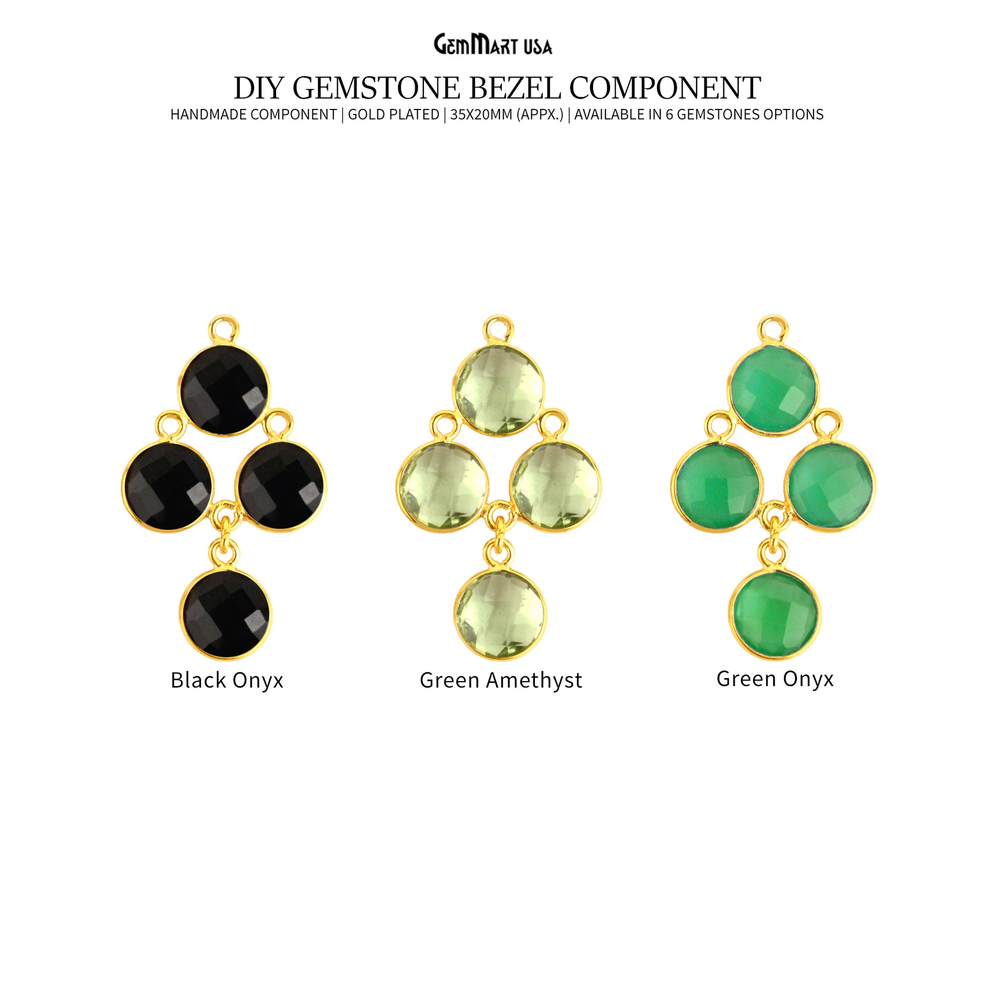 DIY Gemstone 35x20mm Gold Plated Bezel Component (763036893231)