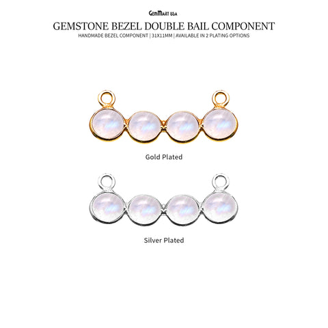 DIY Rainbow Moonstone 31x11mm Double Bail Chandelier Finding Component (Pick Your Metal)