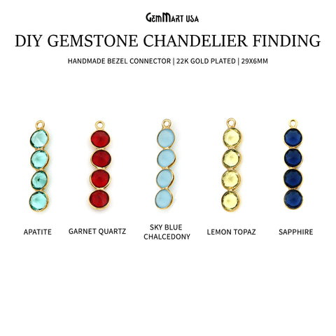 DIY Gemstone 29x6mm Gold Plated Chandelier Finding Component