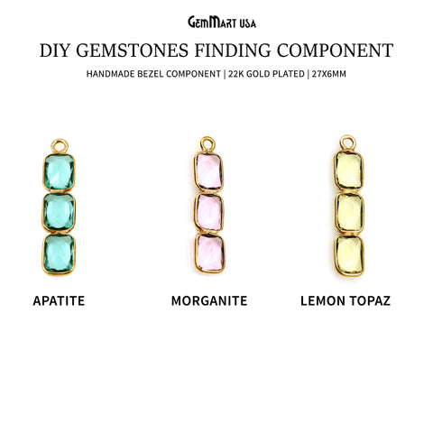 DIY Gemstone 27x6mm Gold Plated Chandelier Finding Component