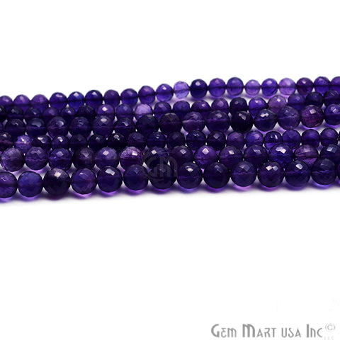 Amethyst Faceted Gemstone Round Shape 8mm Rondelle Beads - GemMartUSA