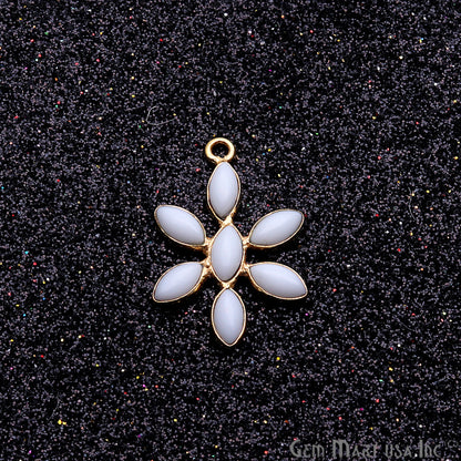 DIY White Agate 23x17mm Gold Plated Chandelier Finding Component - GemMartUSA