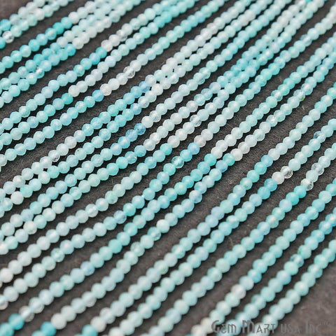 Shaded Aquamarine 2-2.5mm Faceted Round Rondelle Strand Beads - GemMartUSA