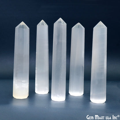 Selenite Gemstone Jumbo Tower Crystal Tower Obelisk Healing Meditation Gemstones 4-5 Inch