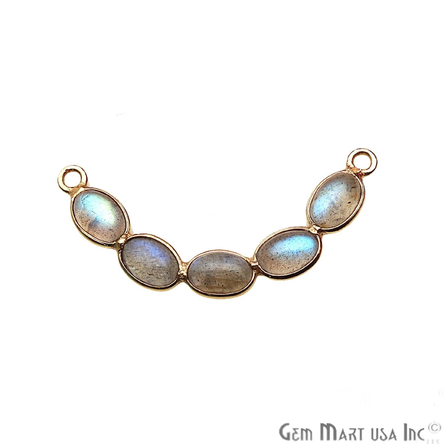 DIY, Labradorite Gold Plated 32X6mm Smiley Chandelier Finding Component - GemMartUSA