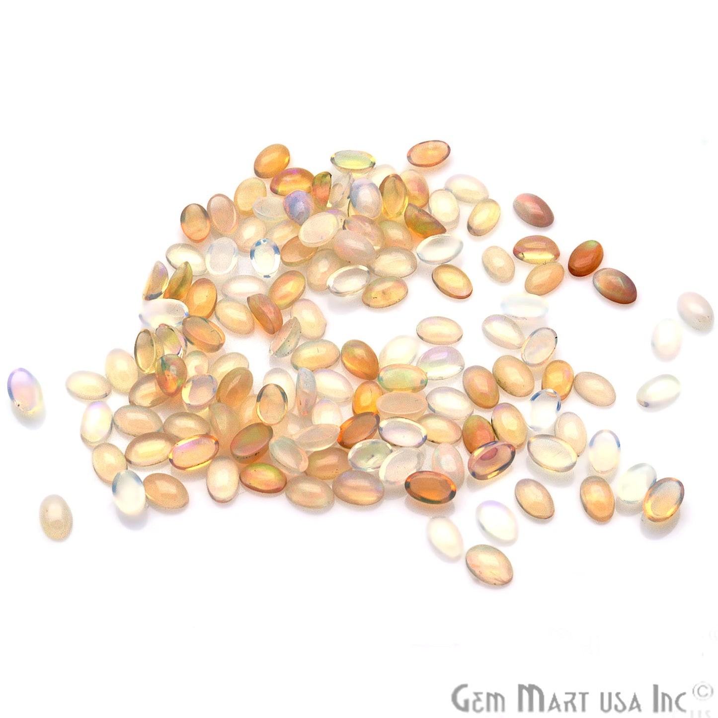 10pc Lot Natural Opal Gemstone 5x3mm Oval Beads Cabochons Loose Precious Stones - GemMartUSA