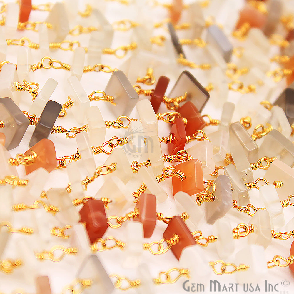 Multi Stone 4mm Square Nugget Chips Freeform Beads Chain - GemMartUSA (764026486831)